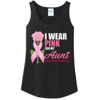 I Wear Pink For My Aunt Breast Cancer Floral Ribbon Ladies Essential Tank