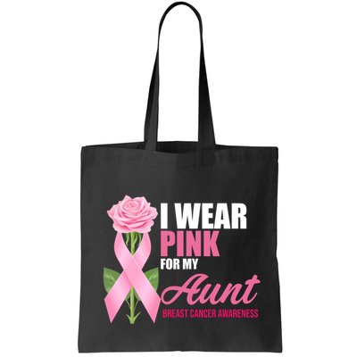 I Wear Pink For My Aunt Breast Cancer Floral Ribbon Bag