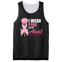 I Wear Pink For My Aunt Breast Cancer Floral Ribbon Mesh Reversible Basketball Jersey Tank