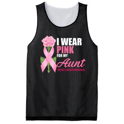 I Wear Pink For My Aunt Breast Cancer Floral Ribbon Mesh Reversible Basketball Jersey Tank