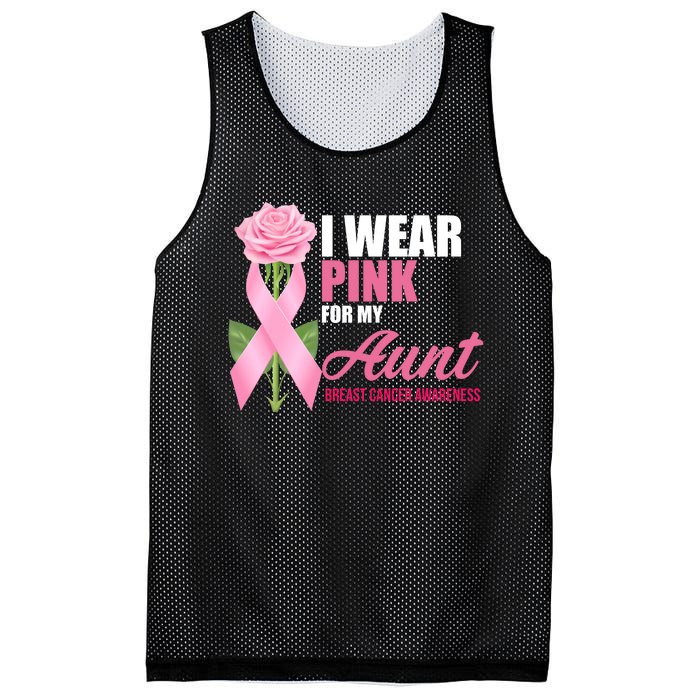 I Wear Pink For My Aunt Breast Cancer Floral Ribbon Mesh Reversible Basketball Jersey Tank