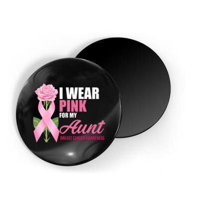 I Wear Pink For My Aunt Breast Cancer Floral Ribbon Magnet