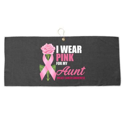 I Wear Pink For My Aunt Breast Cancer Floral Ribbon Large Microfiber Waffle Golf Towel