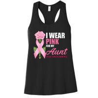 I Wear Pink For My Aunt Breast Cancer Floral Ribbon Women's Racerback Tank