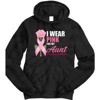 I Wear Pink For My Aunt Breast Cancer Floral Ribbon Tie Dye Hoodie