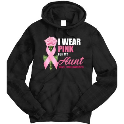 I Wear Pink For My Aunt Breast Cancer Floral Ribbon Tie Dye Hoodie