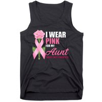 I Wear Pink For My Aunt Breast Cancer Floral Ribbon Tank Top