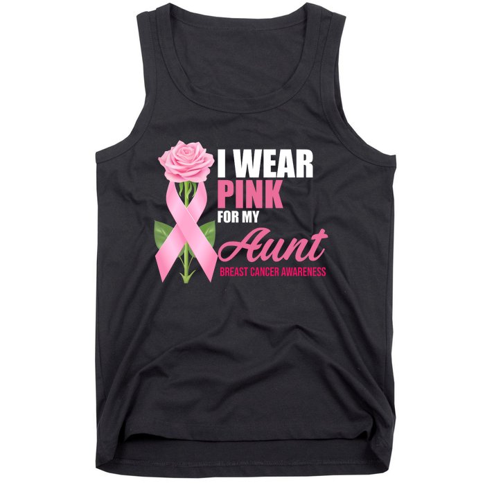 I Wear Pink For My Aunt Breast Cancer Floral Ribbon Tank Top