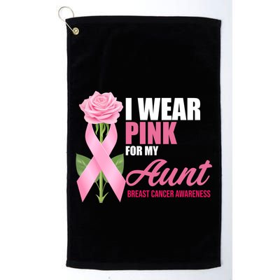 I Wear Pink For My Aunt Breast Cancer Floral Ribbon Golf Towel
