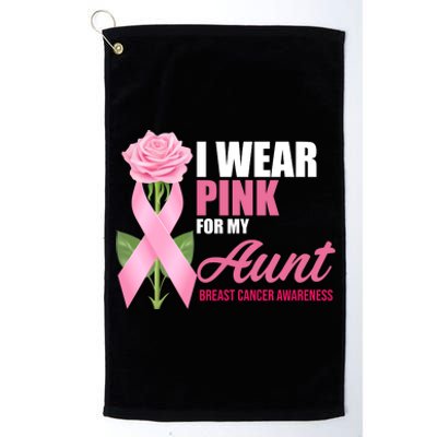 I Wear Pink For My Aunt Breast Cancer Floral Ribbon Platinum Collection Golf Towel