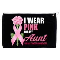 I Wear Pink For My Aunt Breast Cancer Floral Ribbon Grommeted Golf Towel