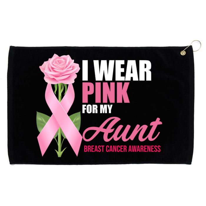 I Wear Pink For My Aunt Breast Cancer Floral Ribbon Grommeted Golf Towel