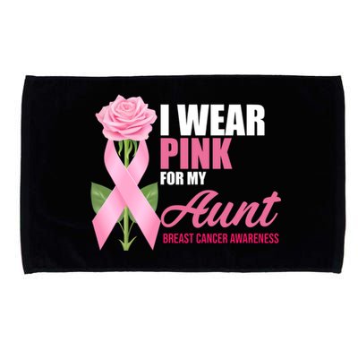 I Wear Pink For My Aunt Breast Cancer Floral Ribbon Microfiber Hand Towel