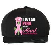 I Wear Pink For My Aunt Breast Cancer Floral Ribbon Wool Snapback Cap