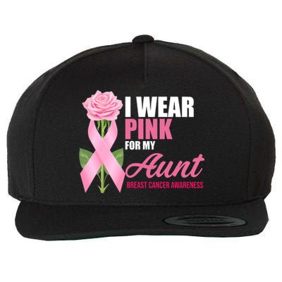 I Wear Pink For My Aunt Breast Cancer Floral Ribbon Wool Snapback Cap