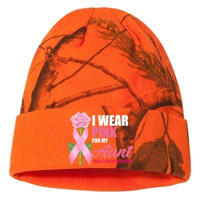 I Wear Pink For My Aunt Breast Cancer Floral Ribbon Kati Licensed 12" Camo Beanie