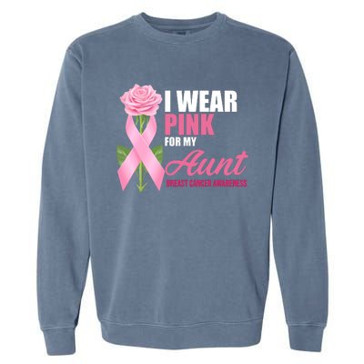 I Wear Pink For My Aunt Breast Cancer Floral Ribbon Garment-Dyed Sweatshirt