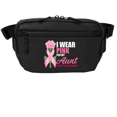 I Wear Pink For My Aunt Breast Cancer Floral Ribbon Crossbody Pack