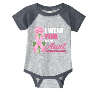 I Wear Pink For My Aunt Breast Cancer Floral Ribbon Infant Baby Jersey Bodysuit