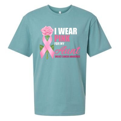 I Wear Pink For My Aunt Breast Cancer Floral Ribbon Sueded Cloud Jersey T-Shirt