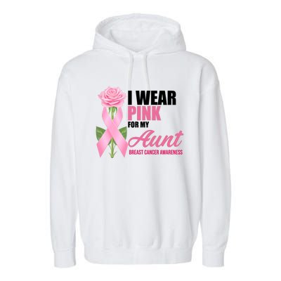 I Wear Pink For My Aunt Breast Cancer Floral Ribbon Garment-Dyed Fleece Hoodie