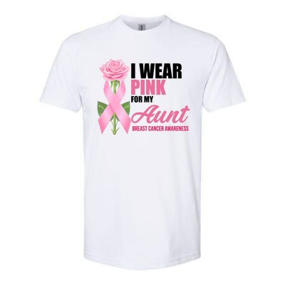 I Wear Pink For My Aunt Breast Cancer Floral Ribbon Softstyle CVC T-Shirt