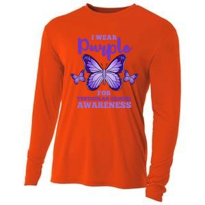 I Wear Purple For Testicular Cancer Awareness Funny Gift Cooling Performance Long Sleeve Crew