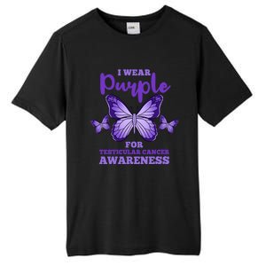 I Wear Purple For Testicular Cancer Awareness Funny Gift Tall Fusion ChromaSoft Performance T-Shirt