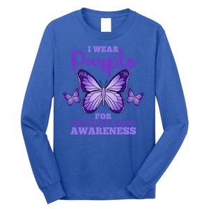 I Wear Purple For Testicular Cancer Awareness Funny Gift Long Sleeve Shirt