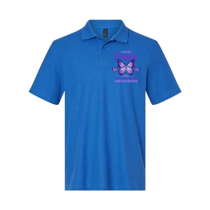 I Wear Purple For Testicular Cancer Awareness Funny Gift Softstyle Adult Sport Polo