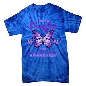 I Wear Purple For Testicular Cancer Awareness Funny Gift Tie-Dye T-Shirt