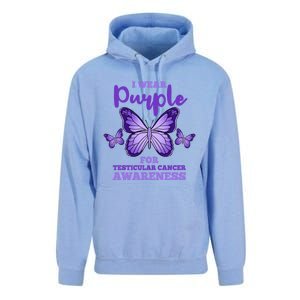 I Wear Purple For Testicular Cancer Awareness Funny Gift Unisex Surf Hoodie