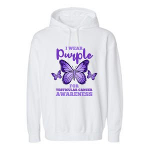 I Wear Purple For Testicular Cancer Awareness Funny Gift Garment-Dyed Fleece Hoodie