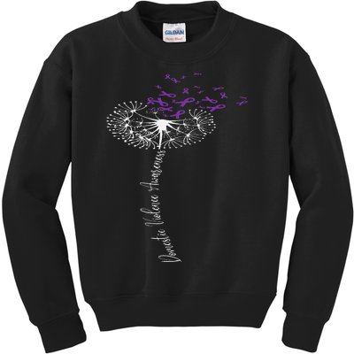 I Wear Purple For Domestic Violence Awareness Purple Ribbon Kids Sweatshirt