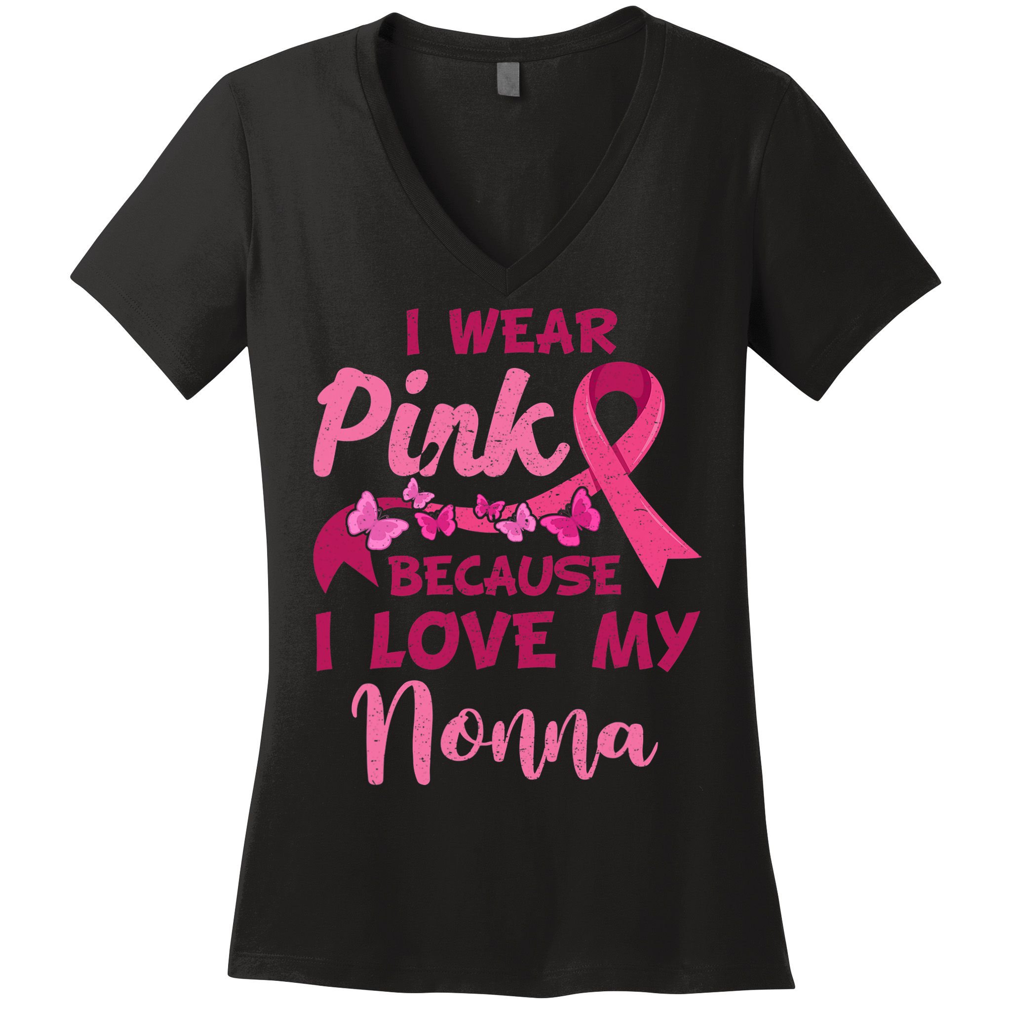 I Wear Pink I Love My Nonna Breast Cancer Awareness Women's V-Neck T-Shirt