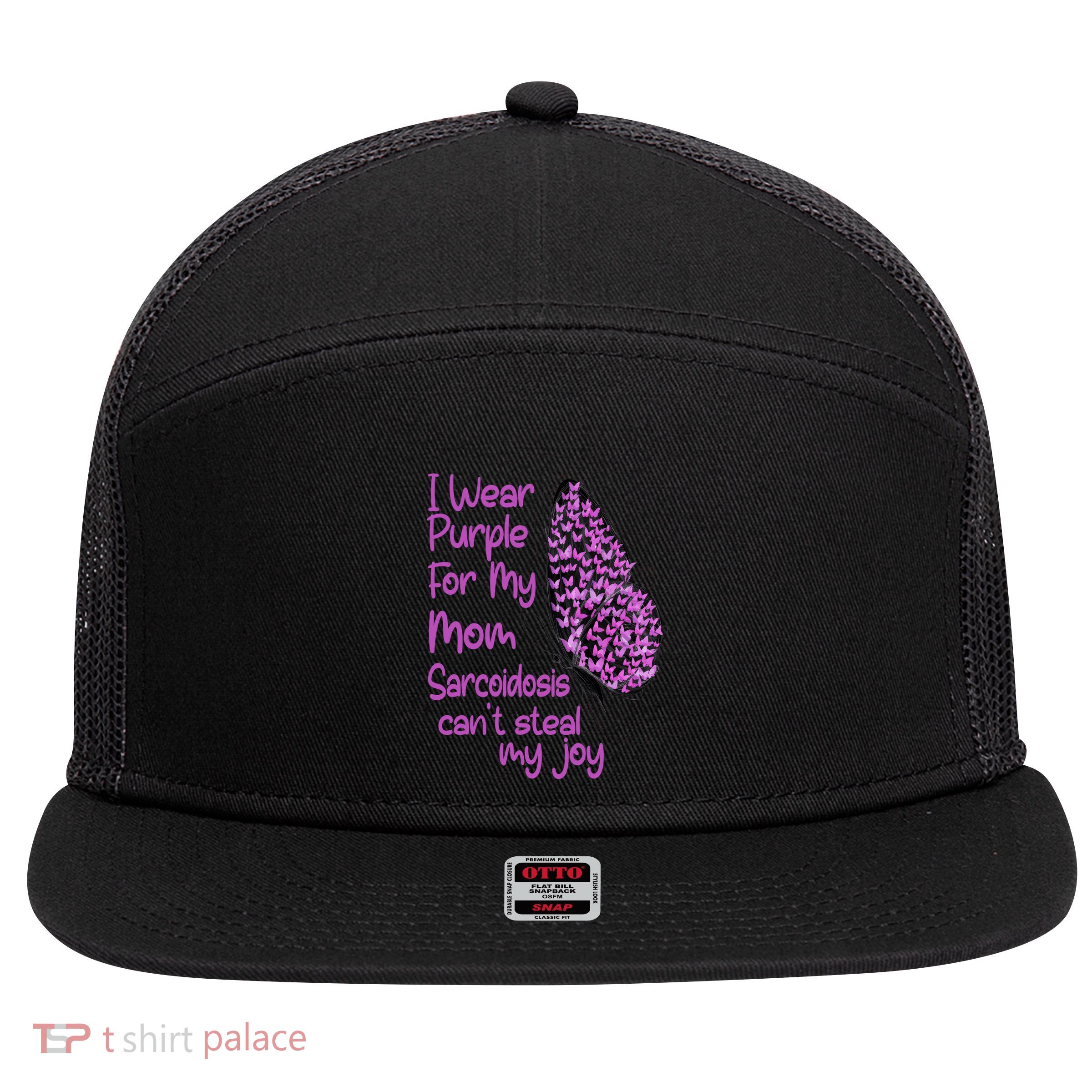 I Wear Purple For Mom Sarcoidosis Awareness Month Great Gift 7 Panel Mesh Trucker Snapback Hat