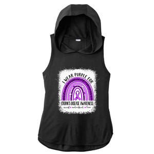 I Wear Purple For Crohn's Disease Awareness Ribbon Ladies PosiCharge Tri-Blend Wicking Draft Hoodie Tank