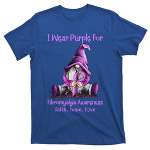 I Wear Purple Gnomes Ribbon Fibromyalgia Awareness Gift T-Shirt