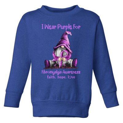 I Wear Purple Gnomes Ribbon Fibromyalgia Awareness Gift Toddler Sweatshirt