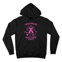 I Wear Pink Ribbon Heart Cool Breast Cancer Awareness Gift Hoodie