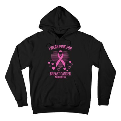 I Wear Pink Ribbon Heart Cool Breast Cancer Awareness Gift Hoodie