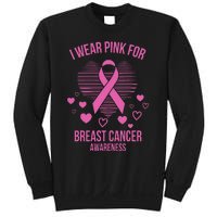 I Wear Pink Ribbon Heart Cool Breast Cancer Awareness Gift Sweatshirt