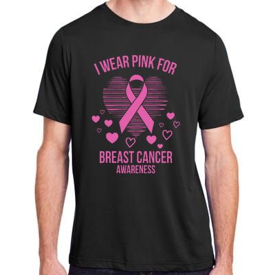 I Wear Pink Ribbon Heart Cool Breast Cancer Awareness Gift Adult ChromaSoft Performance T-Shirt