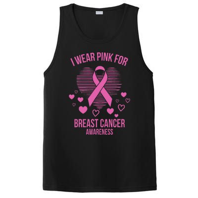 I Wear Pink Ribbon Heart Cool Breast Cancer Awareness Gift PosiCharge Competitor Tank