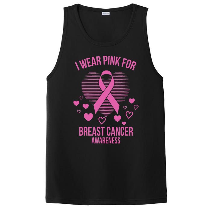 I Wear Pink Ribbon Heart Cool Breast Cancer Awareness Gift PosiCharge Competitor Tank