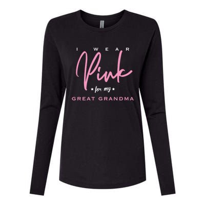 I Wear Pink For My Great Grandma Gift Womens Cotton Relaxed Long Sleeve T-Shirt