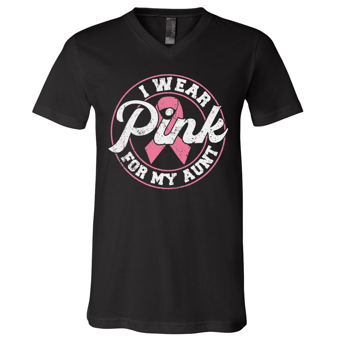 I Wear Pink For My Aunt Breast Cancer Awareness Gift V-Neck T-Shirt