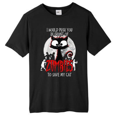 I Would Push You Zombies Cats Zombie Cat Cute Black Cat Tall Fusion ChromaSoft Performance T-Shirt