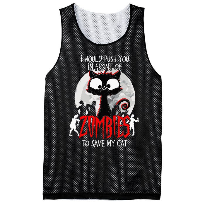 I Would Push You Zombies Cats Zombie Cat Cute Black Cat Mesh Reversible Basketball Jersey Tank