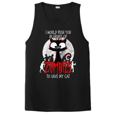 I Would Push You Zombies Cats Zombie Cat Cute Black Cat PosiCharge Competitor Tank